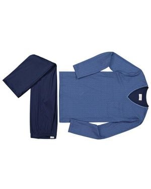 Novila Herren Pyjama Jersey-Baumwolle Gemustert - Blau