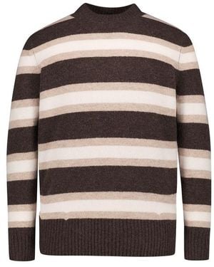 Bugatti Herren Pullover Alpaka-Wolle Gestreift - Schwarz