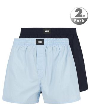 BOSS Herren Boxershorts Baumwolle & Mix Unifarben - Blau