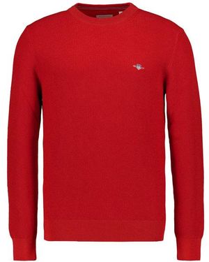GANT Herren Pullover Baumwolle Unifarben - Rot