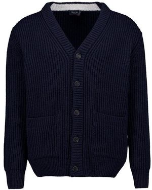 Maerz Herren Cardigan Merinowolle Unifarben - Blau