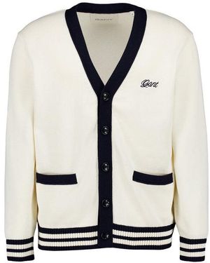 GANT Herren Cardigan Baumwolle Unifarben - Weiß