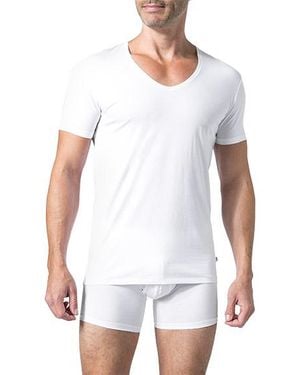 Derek Rose Herren V-Shirt Pima Unifarben - Weiß