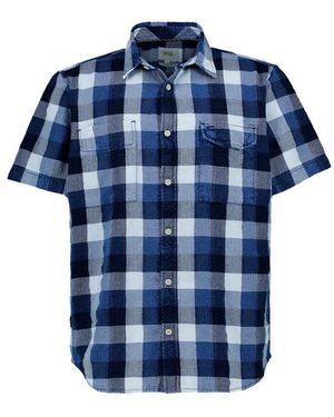 Camel Active Herren Hemden Baumwolle Kariert - Blau