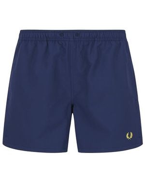 Fred Perry Herren Badeshorts Mikrofaser Unifarben - Blau