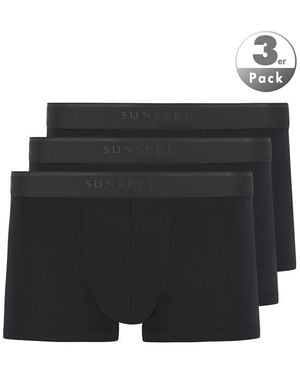 Sunspel Herren Trunks Baumwolle & Mix Unifarben - Schwarz