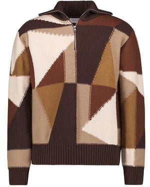 Baldessarini Herren Troyer Wolle Gemustert - Braun