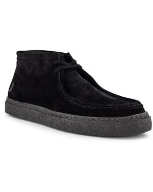 Fred Perry Herren Schürschuhe Velours - Schwarz