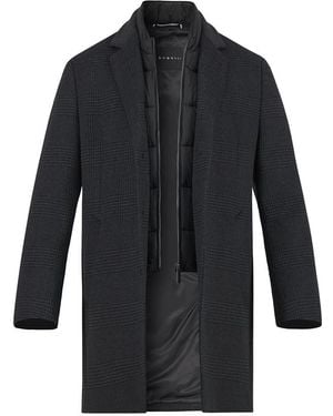 Bugatti Herren Mantel Wolle Kariert - Blau