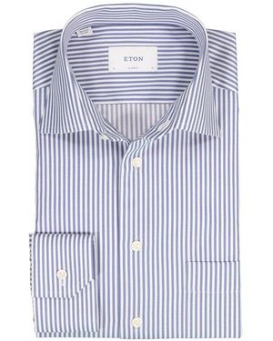 Eton Herren Hemd Gestreift - Blau
