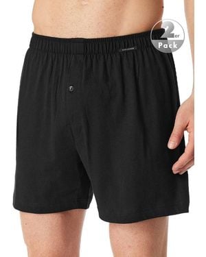 Schiesser Herren Boxershorts Baumwolle Unifarben - Schwarz