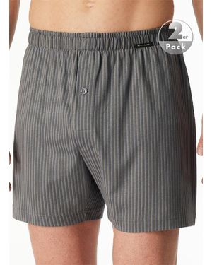 Schiesser Herren Boxershorts Baumwolle Gestreift - Grau