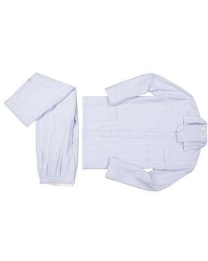 Novila Herren Pyjama Gestreift - Weiß
