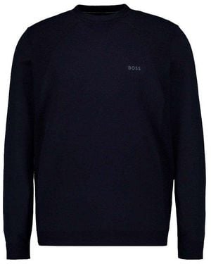 BOSS Herren Pullover Unifarben - Blau