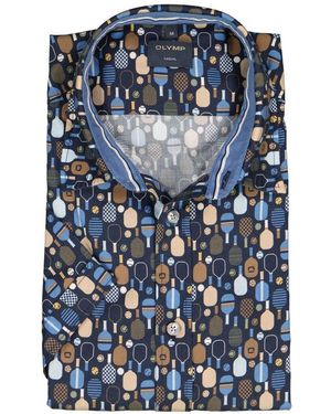 Olymp Herren Casual Hemd Kent Gemustert - Blau