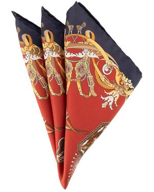 Ascot Herren Einstecktuch Seide Gemustert - Orange