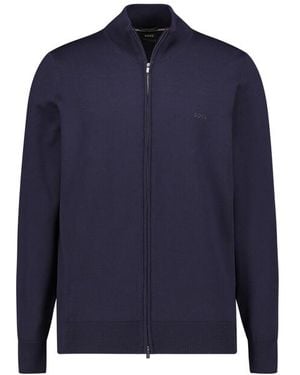 BOSS Herren Cardigan Unifarben - Blau