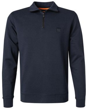 BOSS Herren Sweatshirt Unifarben - Blau