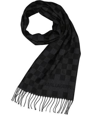 KARL LAGERFELD Herren Schal Woll-Stoff - Schwarz