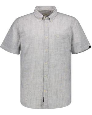 Camel Active Herren Kurzarmhemd Gestreift - Grau