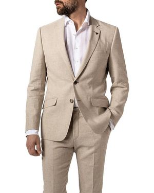 Roy Robson Herren Sakko Meliert Slim Fit - Natur
