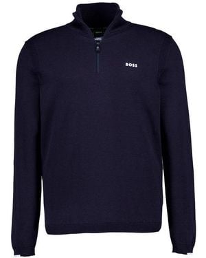 BOSS Herren Pullover Unifarben - Blau