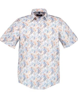 CASA MODA Herren Kurzarmhemd Gemustert - Weiß