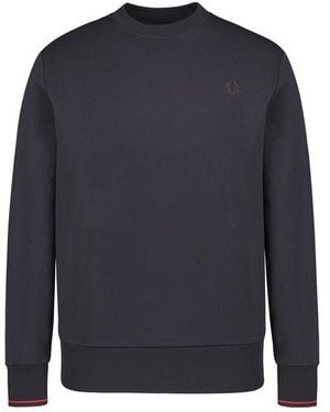 Fred Perry Herren Sweatshirt Baumwolle Unifarben - Blau