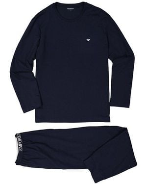 Emporio Armani Herren Schlafanzüge Baumwolle & Mix Unifarben - Blau
