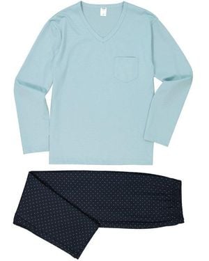 CALIDA Herren Pyjama - Blau