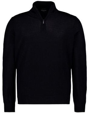 Strellson Herren Pullover Merinowolle Unifarben - Blau