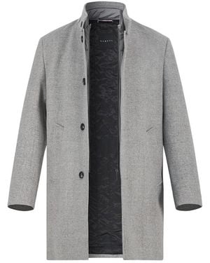 Bugatti Herren Mantel Fischgrat - Grau