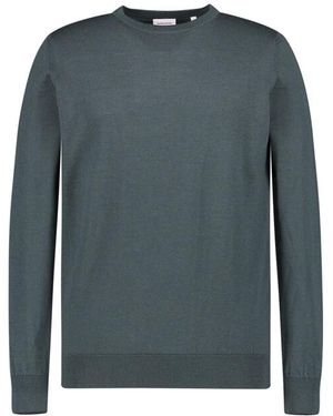 Seidensticker Herren Pullover Wolle Unifarben - Blau