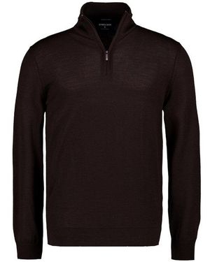 Strellson Herren Pullover Merinowolle Unifarben - Schwarz