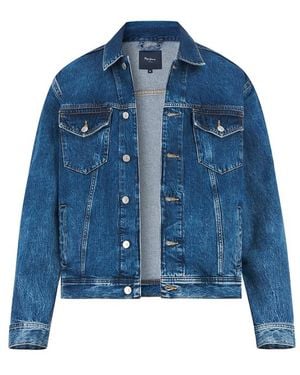 Pepe Jeans Herren Jeansjacke Unifarben - Blau