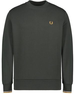 Fred Perry Herren Sweatshirt Baumwolle Unifarben - Grün