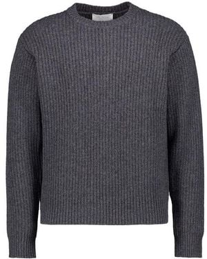 Juvia Herren Pullover Wolle Unifarben - Blau