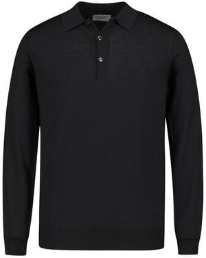 John Smedley Herren Pullover Merinowolle Unifarben - Schwarz
