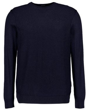 Strellson Herren Pullover Baumwolle Unifarben - Blau