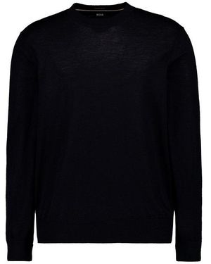 BOSS Herren Pullover Unifarben - Schwarz