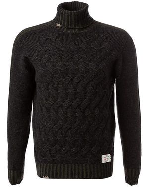 Bob Herren Rollkragenpullover Wolle Meliert - Schwarz