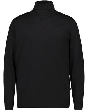Maerz Herren Pullover Merinowolle Unifarben - Schwarz