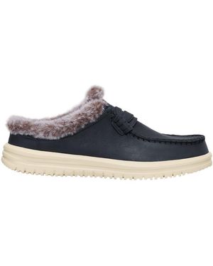 HEYDUDE Wendy Nxt Mule Leather Cosy - Blue