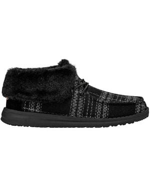 HEYDUDE Wendy Fold Boot Plaid Cosy - Black