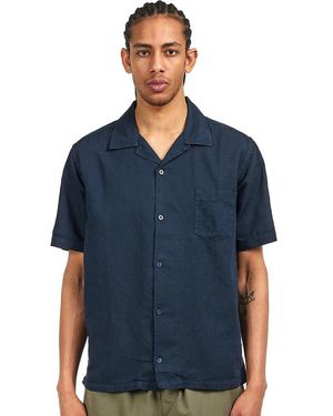 COLORFUL STANDARD Linen Short Sleeved Shirt - Blau