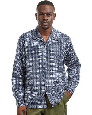 Universal Works L/S Camp Shirt - Blau