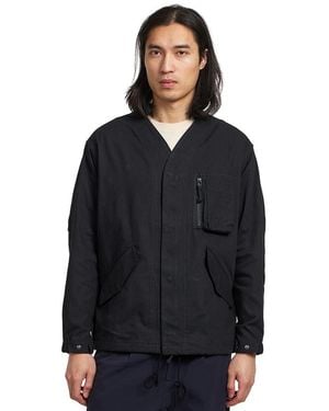 Snow Peak TAKIBI Herringbone Collarless Jacket - Schwarz