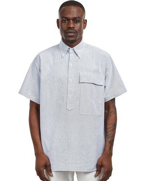 Beams Plus B.D. Classic-Fit Burnout Dot Candy Stripe - Blau