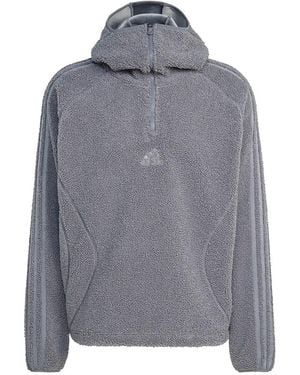 adidas Borg Fleece Teamgeist 1/4 Zip Hoodie - Grau