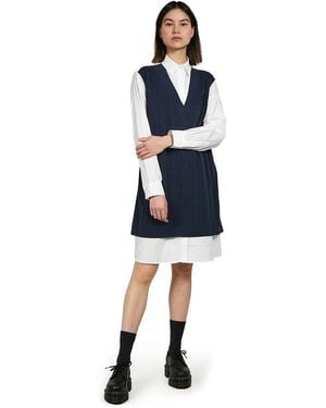 Fred Perry Knitted Panel Shirt Dress - Blau